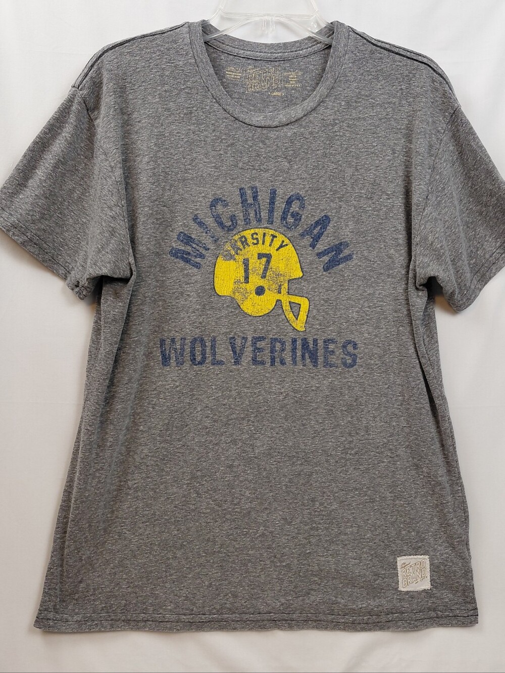 Original Retro Brand Michigan Wolverines Football Burnout T Shirt Size Large